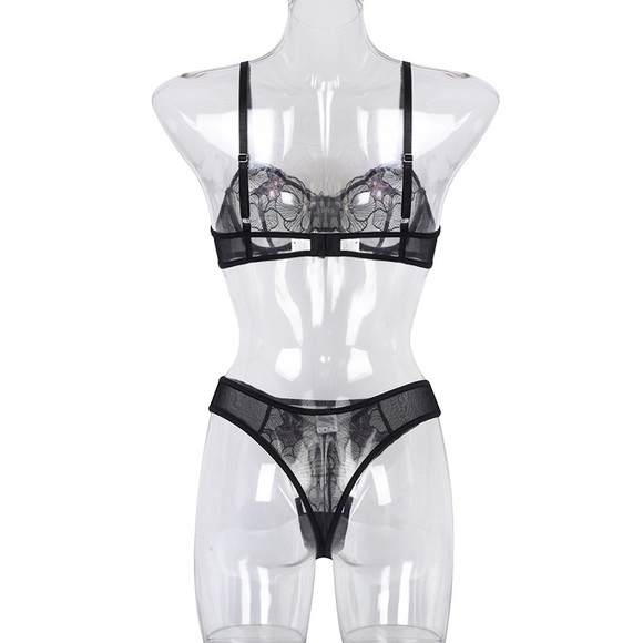 💖 NEW sexy transparent embroidery lingerie set - Picture 7 of 8